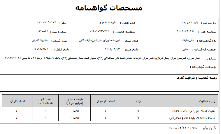 مجوز خدمات انفورماتیکی